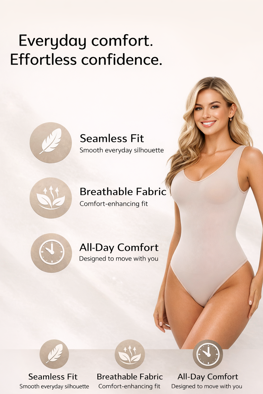 Seamless Shapewear Bodysuit – Tummy Control Thong